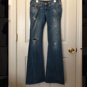 Y2K True Religion Low Rise Distressed Ripped Jeans